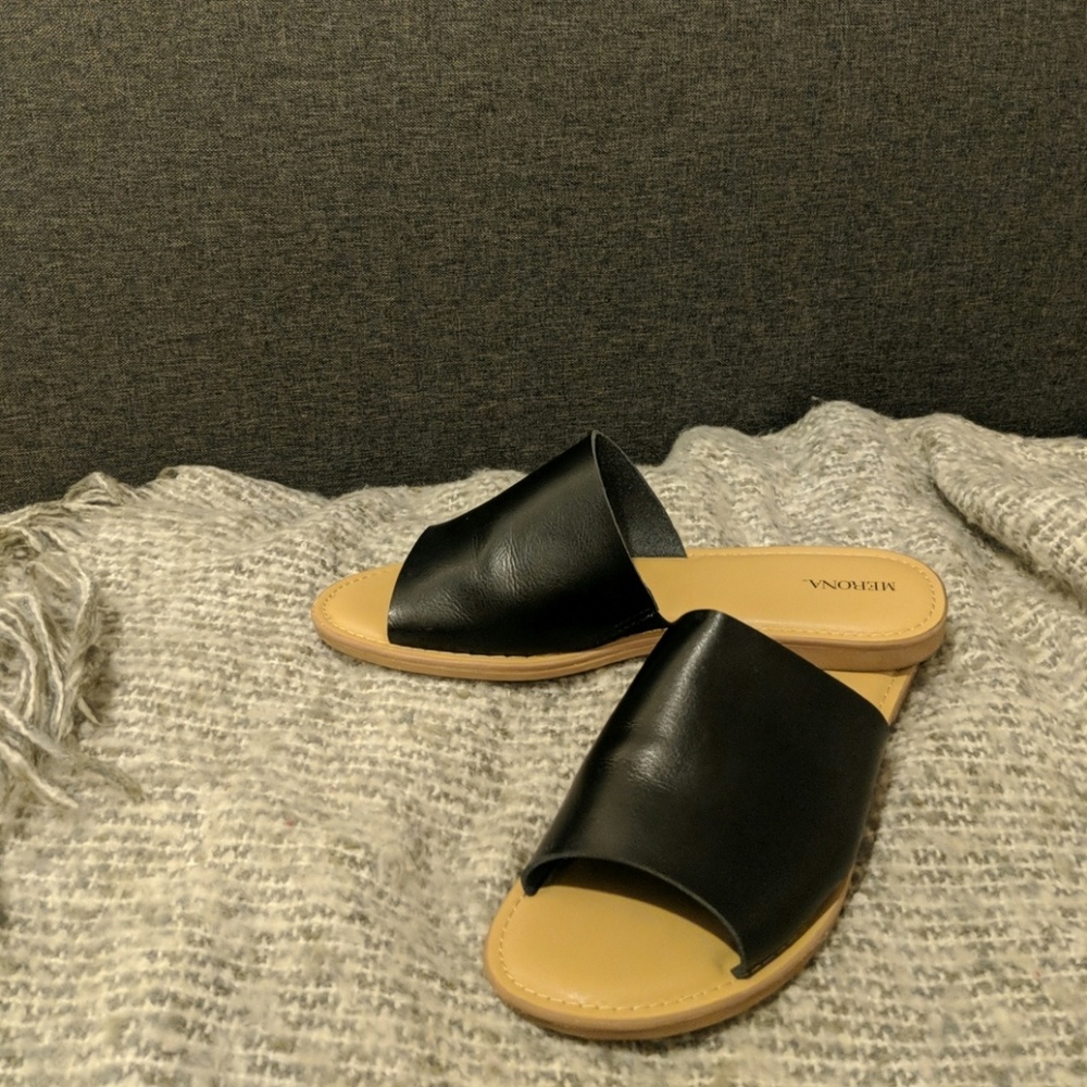 Merona faux leather slide sandals